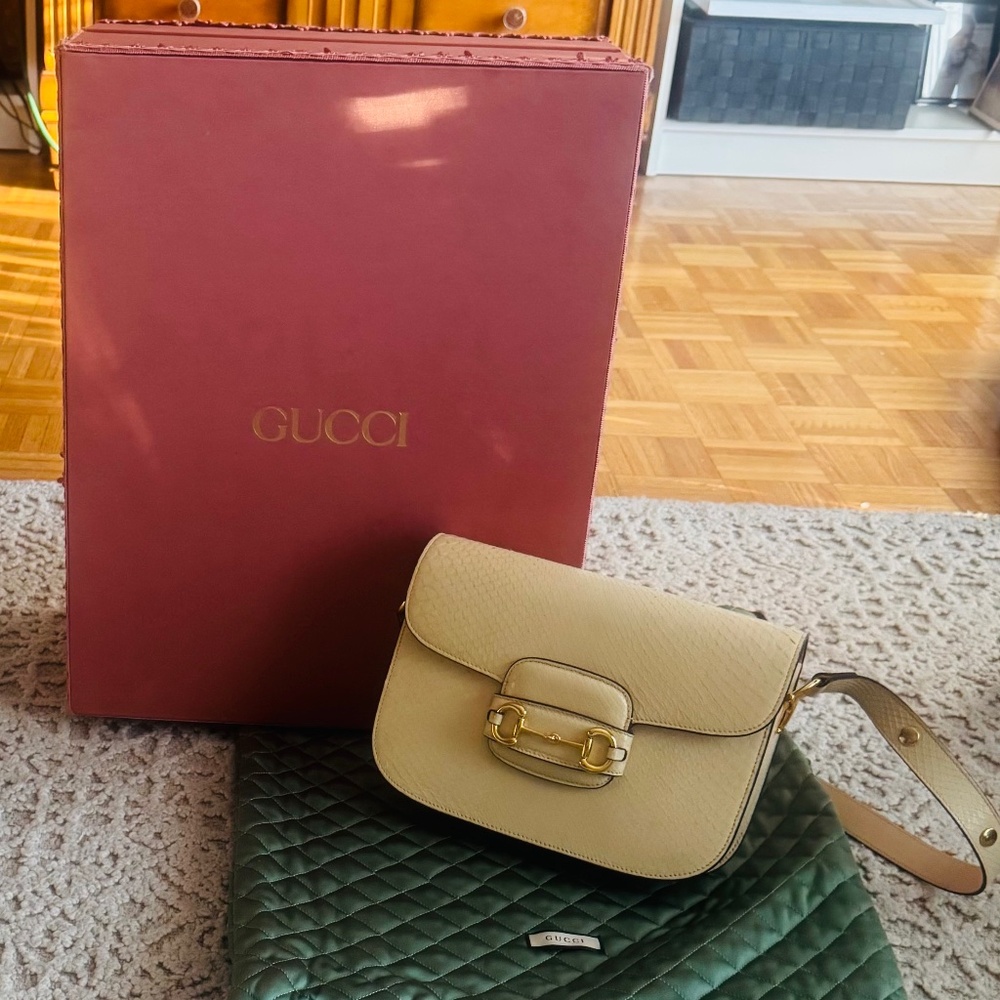 Gucci 1955 Horsebit Medium Genuine Python Shoulde… - image 1